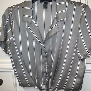 Silk Crop Top Open Collar